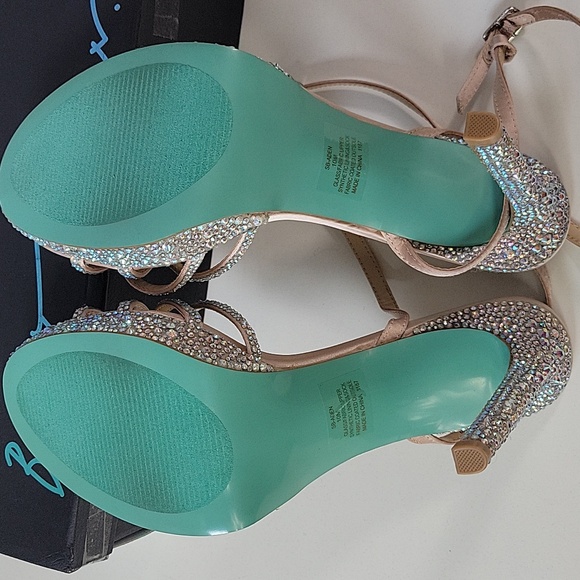 Betsy Johnson SB-Aden Champagne Rhinestone Heel Womens 10 - Picture 8 of 9
